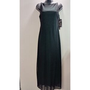 VTG 70'S Deadstock‎ Niki Livas Maxi Dress 6P Black Chiffon Whimsy Goth Romantic